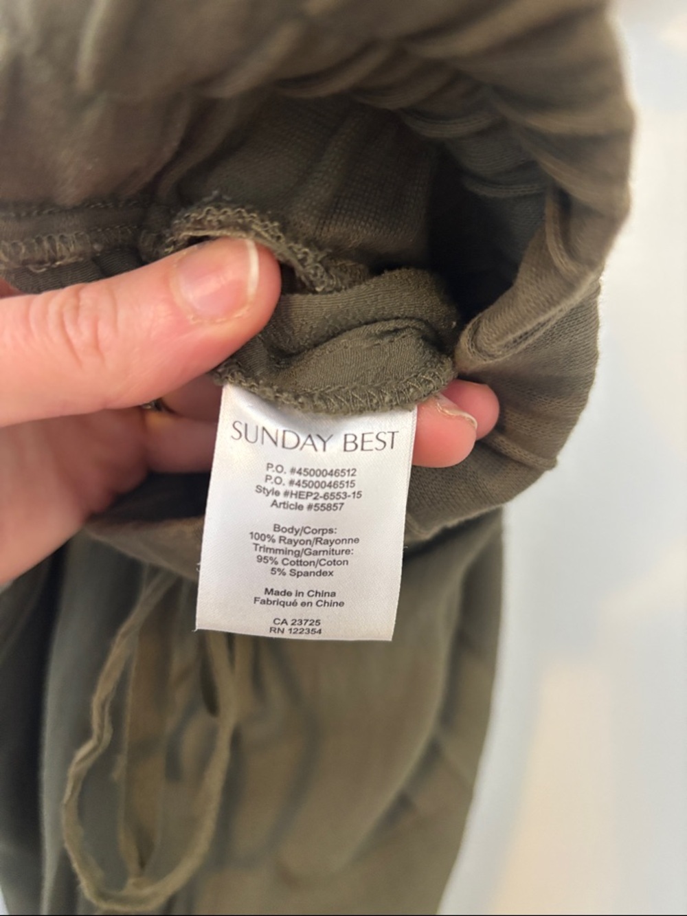 Olive Drawstring Trouser Pants - Picture 3 of 5